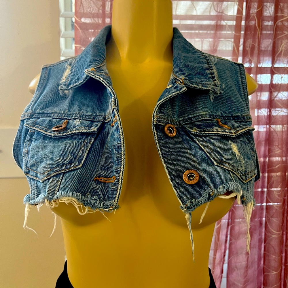 Denim Crop Vest